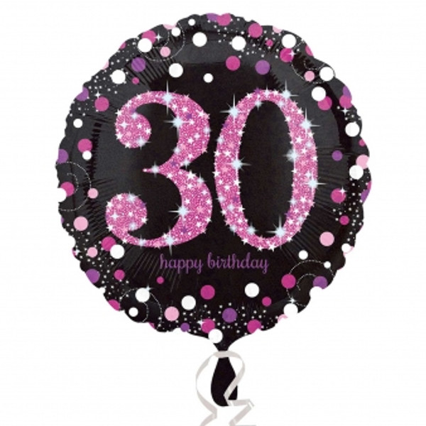 H100 18in Foil Balloon Age 30 Pink Celebration