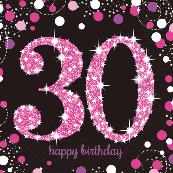 Pink Celebration Age 30 Napkins Pk16