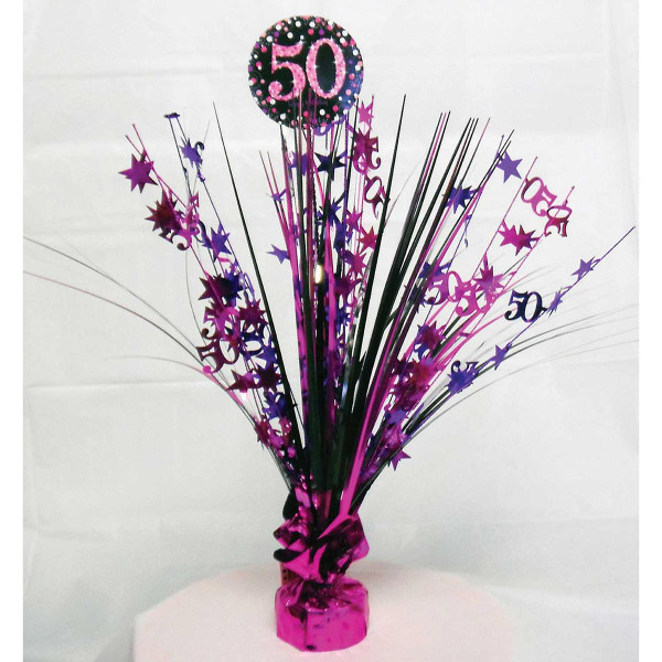 Pink Celebration Age 50 Centrepiece Spray