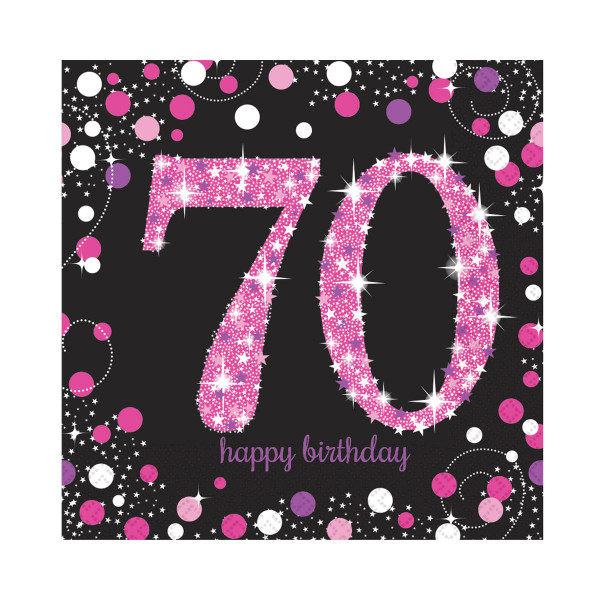 Pink Celebration Age 70 Napkins Pk16