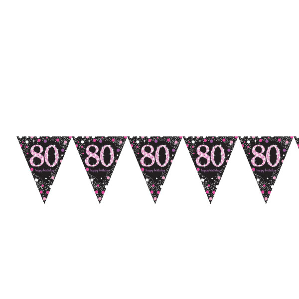 Pink Celebration Age 80 Pennant Banner 13ft