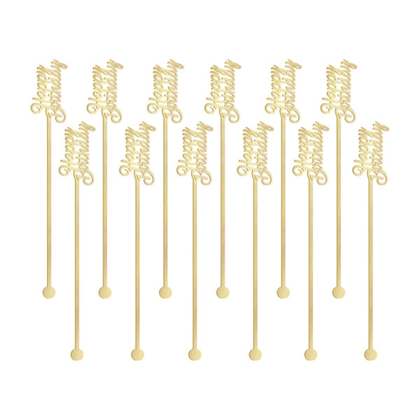 Happy Birthday Gold Stirrers Pk12