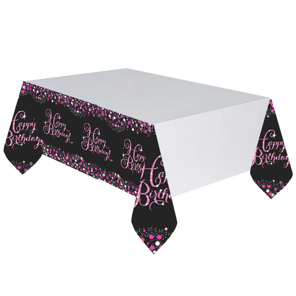 Pink Celebration Happy Birthday Tablecover 54x102in