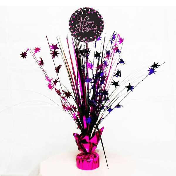 Pink Celebration Happy Birthday Centrepiece Spray