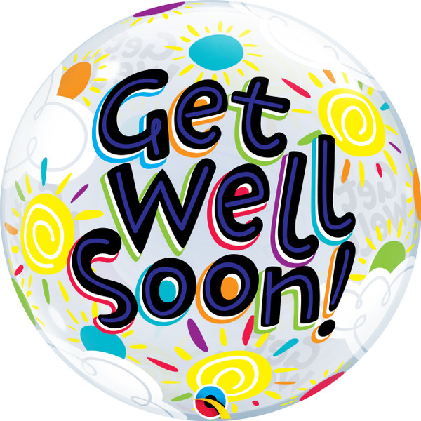 H300 22in Deco Bubble Get Well Soon Balloon