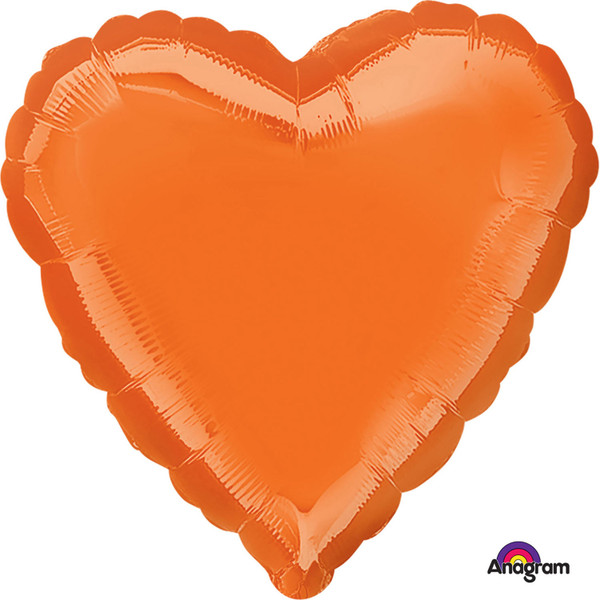 H100 18in Heart Foil Balloon Orange