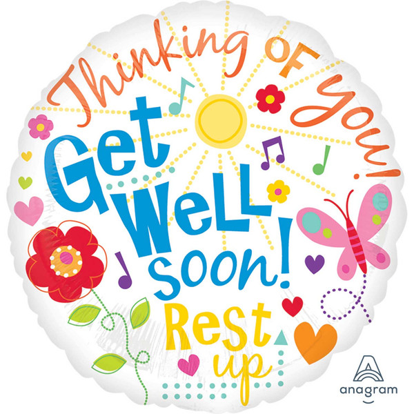 H100 18in Foil Balloon Get Well Soon