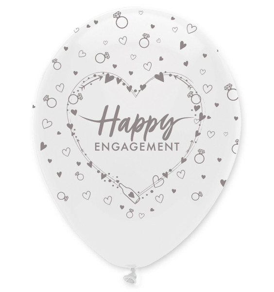 12in Latex Balloons Happy Engagement Pk6