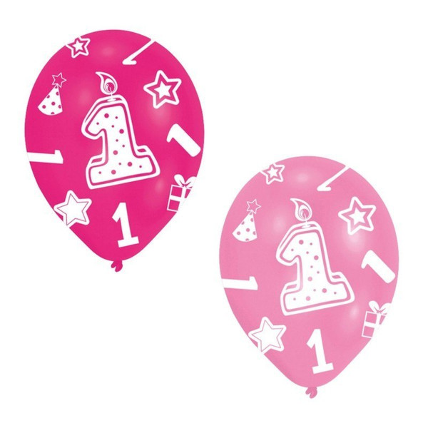 11in Latex Balloons Age 1 Pink Pk6