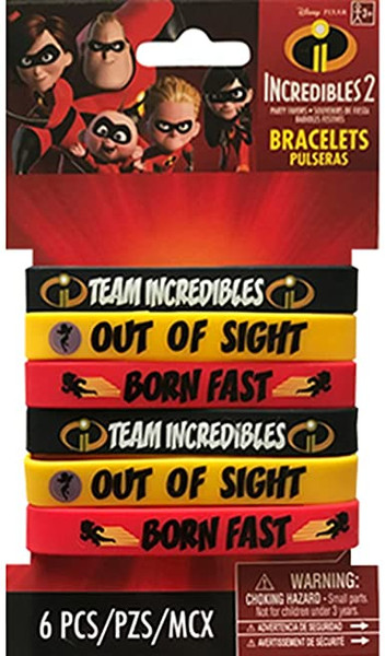 Incredibles 2 Rubber Bracelets Pk6