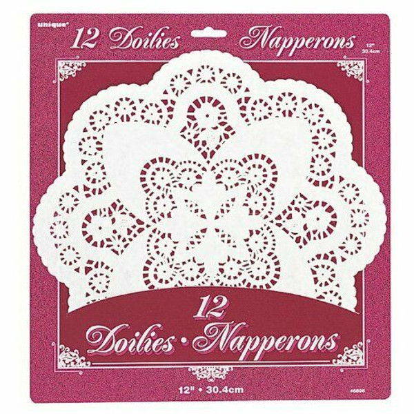 Paper Doilies Round White 12in Pk12