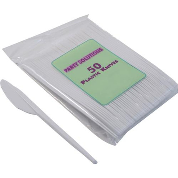 White Plastic Knives Pk50