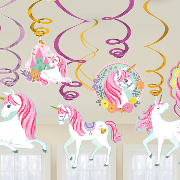 Magical Unicorn Swirl Decoration Pk12