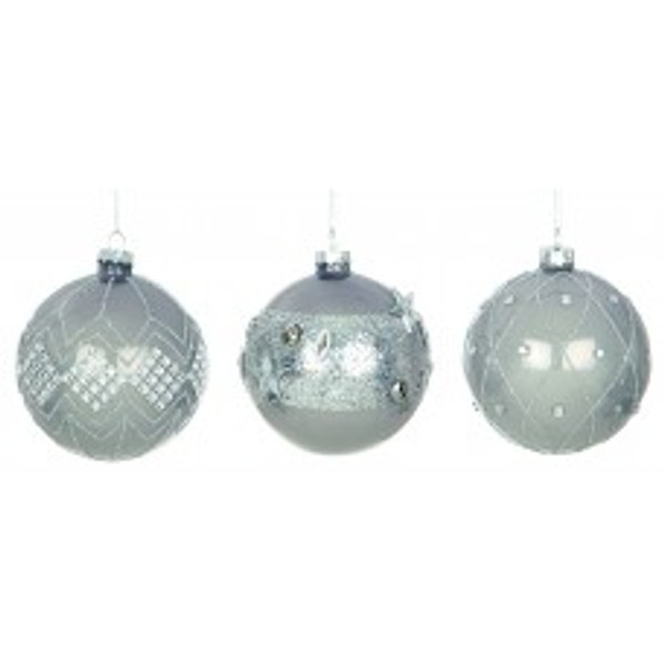 Pearl Grey Glass Bauble 80mm