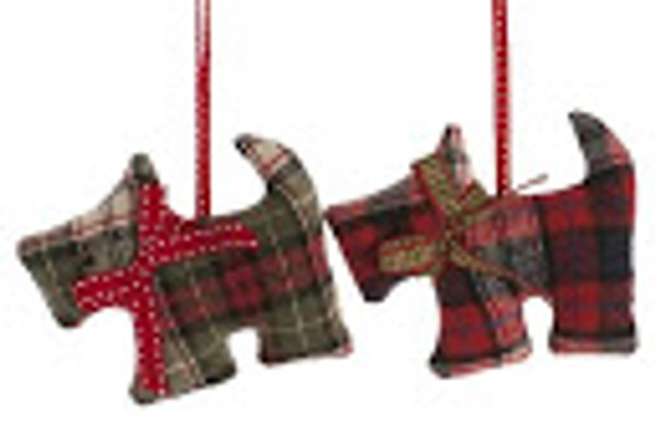 Single Tartan Dog Bauble 11cm