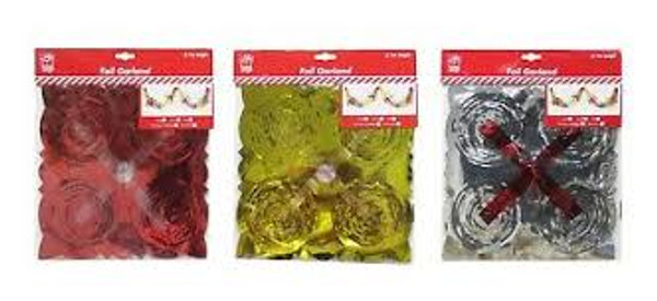 Foil Garland Dec 2.7m 4 Sections Gold Red or Silver