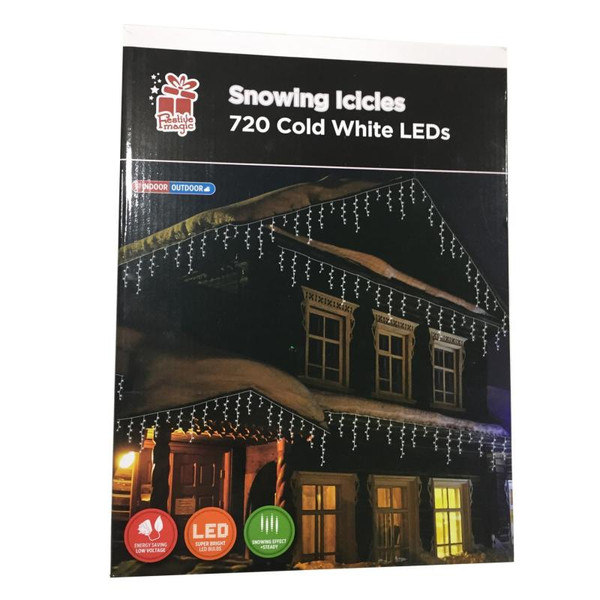 720 Cold White LED Snowing Icicles Lights