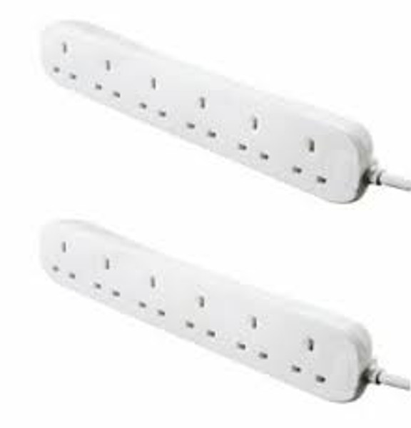Multisocket 6 Gang 3M Twin Pack