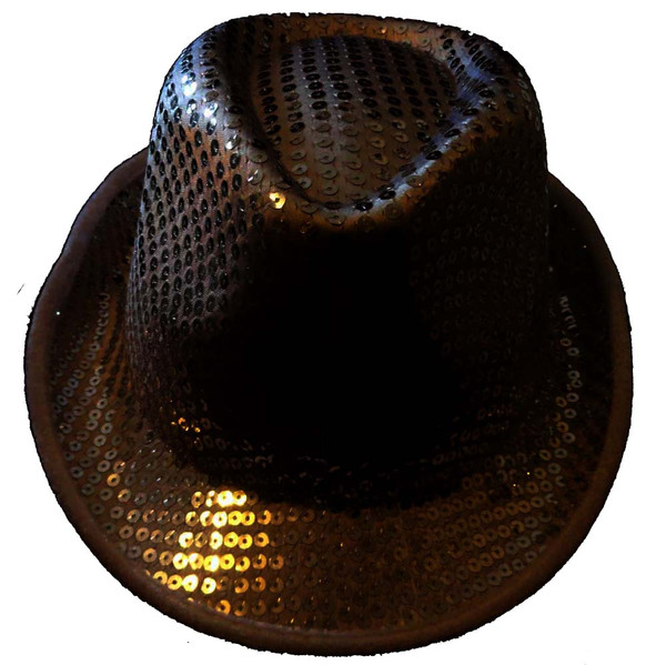 Gangster Trilby Hat Sequin Black