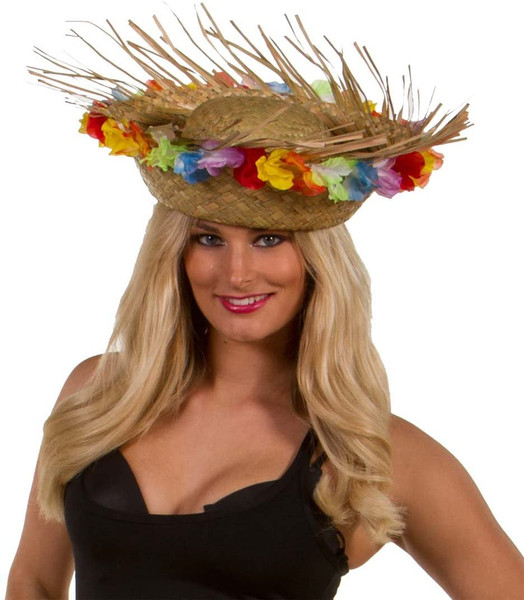 Hawiian Hat With Flower Trim