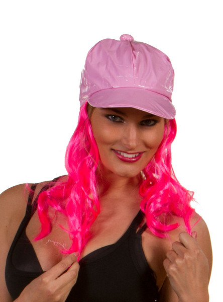 Hen Party Pink Plastic Hat with Pink Hair