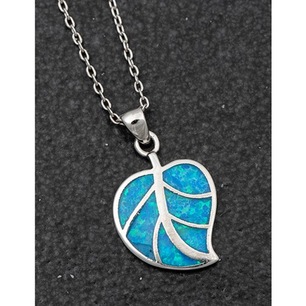 Opalique Leaf Necklace Platinum Plate