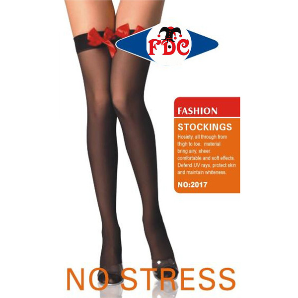 Sheer stockings with bows red