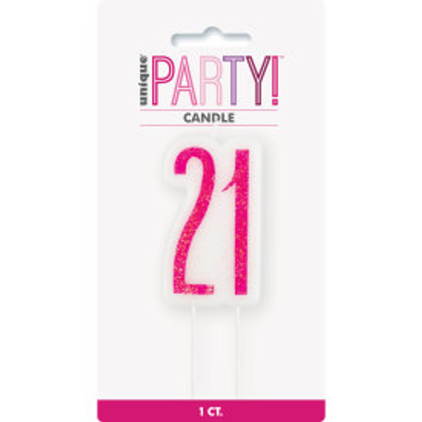 Glitz Pink Birthday Candle Age 21