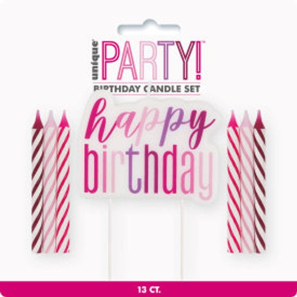 Glitz Pink Happy Birthday Candle Set