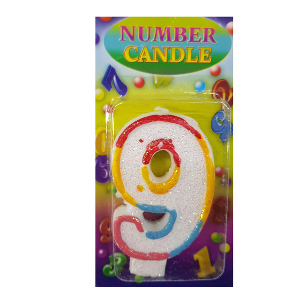 Multicoloured Candle Number 9