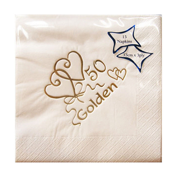 50th Golden Anniversary Napkins Pk15 3 Ply