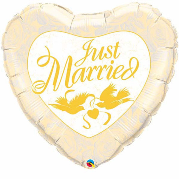 H600 36in Foil Balloon Heart Gold Just Married
