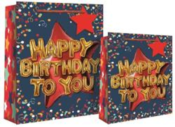 Text Balloons Happy Birthday Gift Bag 25.3x21.5x10cm Large