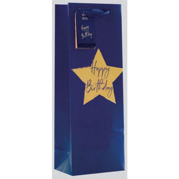 Blue Star Happy Birthday Bottle Bag