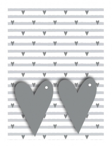 Silver Hearts Gift Wrap 2 Sheets and 2 Gift Tags