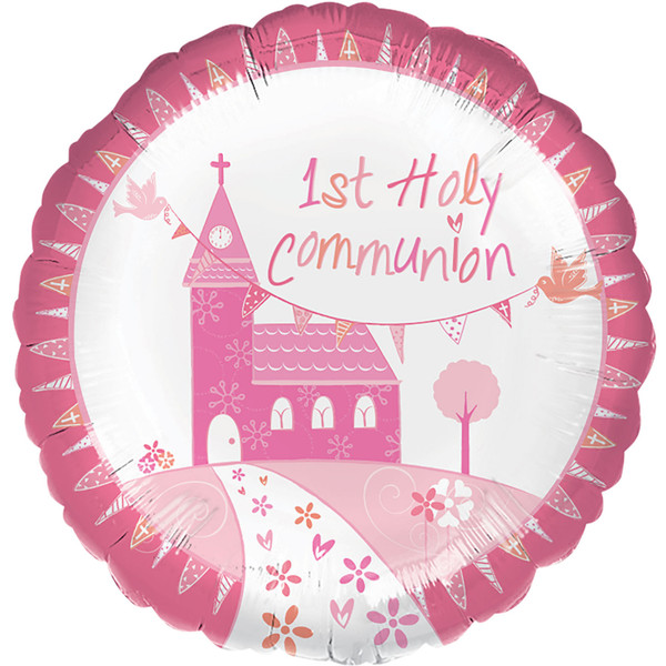 H100 18in Foil Balloon Communion Church Pink
