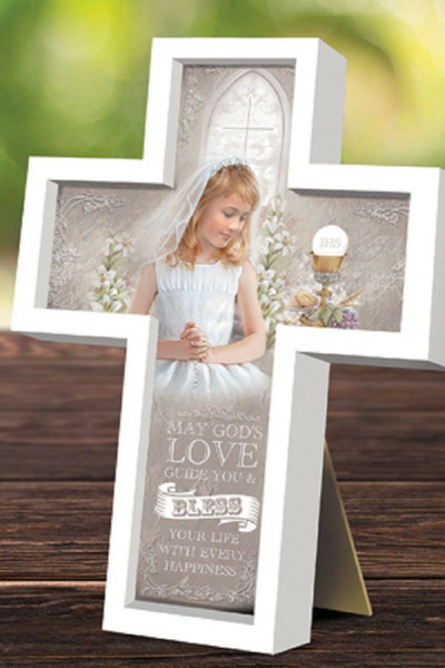 First Holy Communion White Cross Communion Prayer Girl