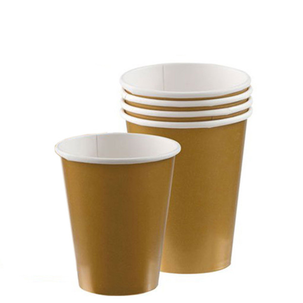 Paper Cups Pk8 266ml Gold