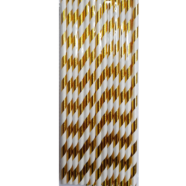 Straws Chevron Gold Pk25