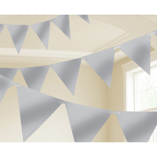 Pennant Banner Paper Silver 15ft