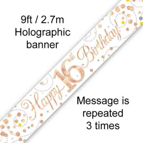 Rose Gold Sparkling Fizz Banner Age 16 9ft