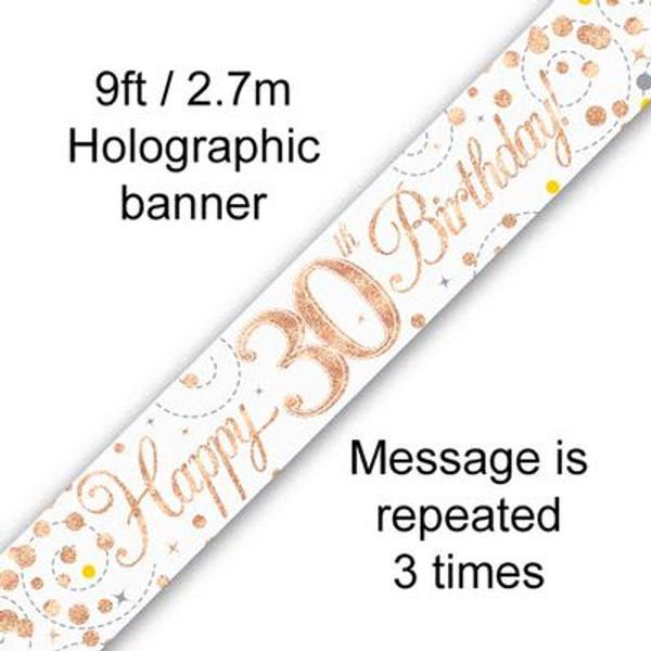 Rose Gold Sparkling Fizz Banner Age 30 9ft