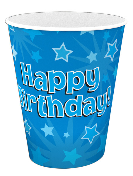 Blue Happy Birthday Cups 9oz 266ml 8Pk