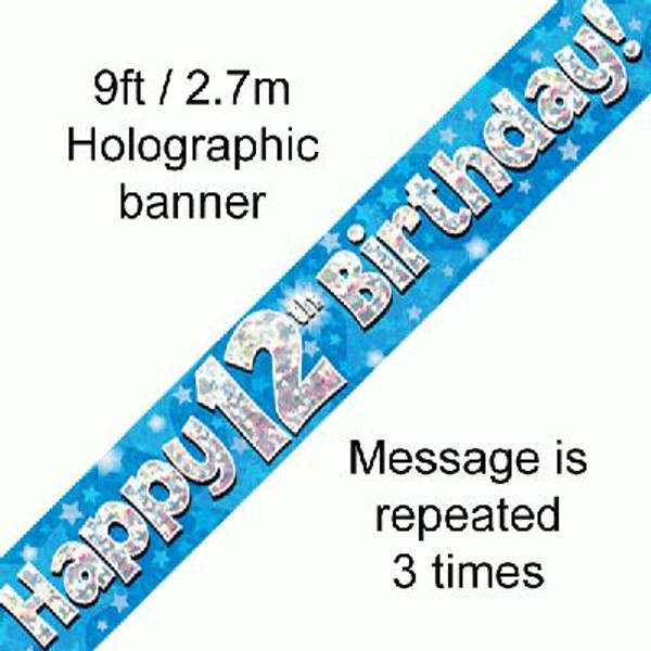 Blue Holographic Banner Age12 9ft