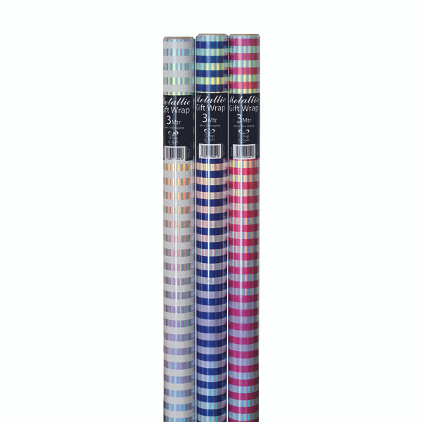 3m Gift Wrap Roll Rainbow Foil Stripe Blue