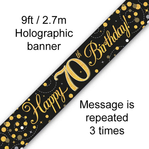 Gold Sparkling Fizz Banner Age 70 9ft