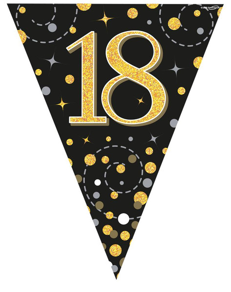 Gold Sparkling Fizz Bunting 11 Flags Age 18
