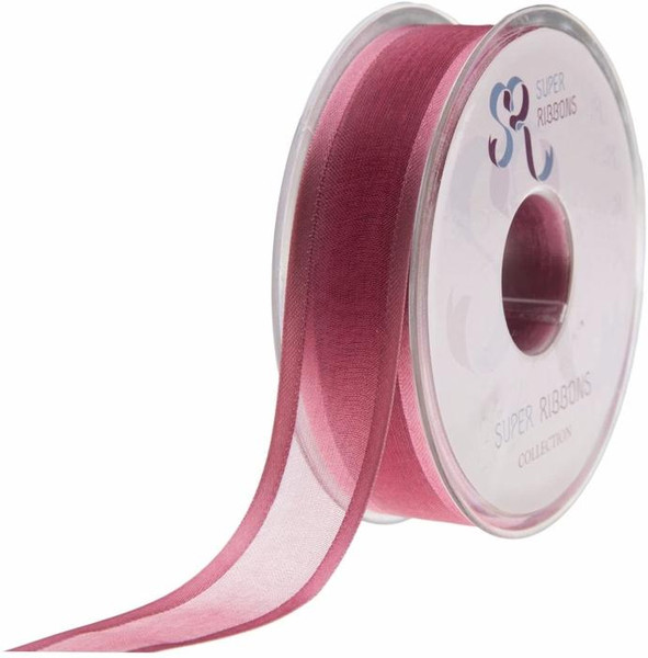 Chiffon Satin Edge Ribbon Burgandy n10mm 25m