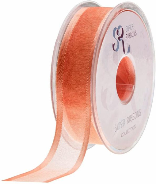 Chiffon Satin Edge Ribbon 10mm Peach 25m