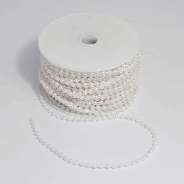 Bead Trim Pearl 4mmx25m Round White